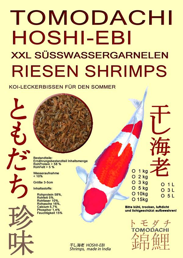 Tomodachi Koi-Gambas, leckere, beliebte, proteinreiche Zusatznahrung für Koi und Teichfische in der warmen Jahreszeit