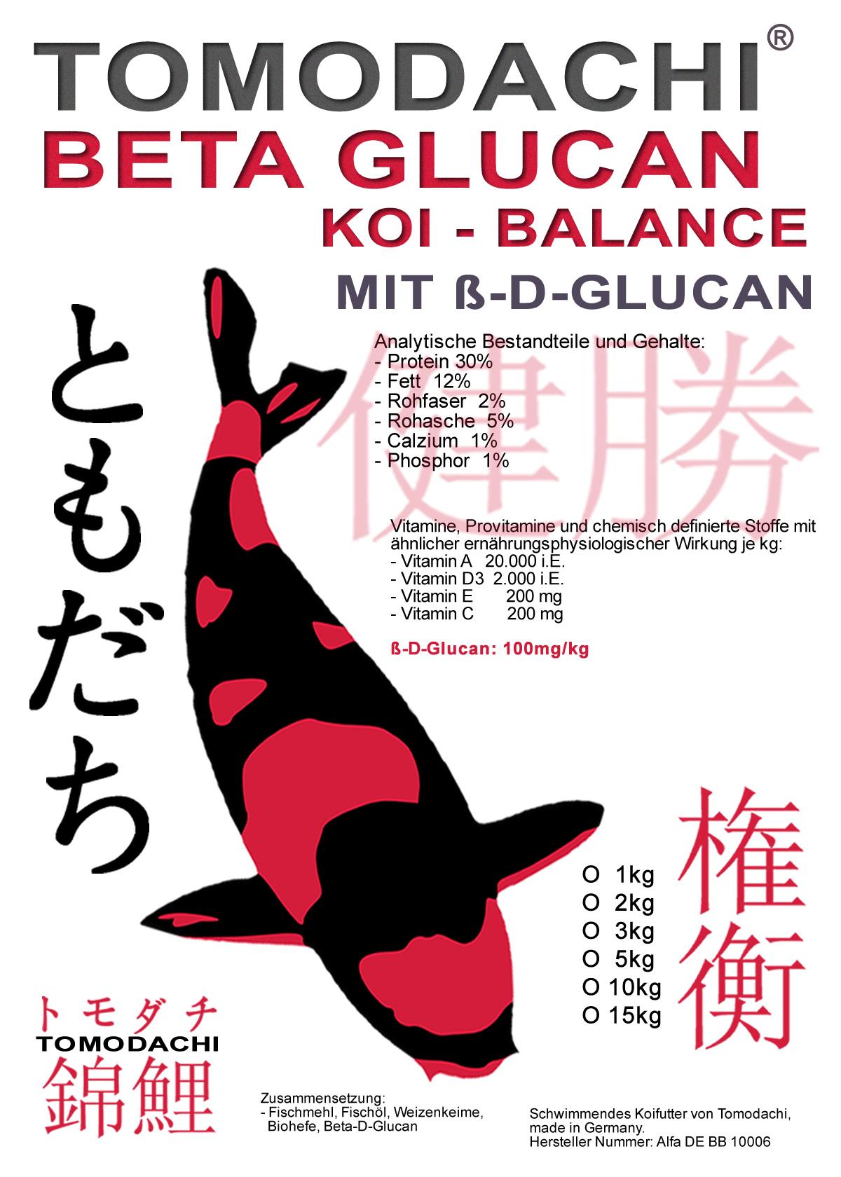Tomodachi Betaglucan Koifutter unterstützt die körpereigene Immunabwehr unserer Koi besonders zu empfehlen im Frühjahr und im Herbst.
