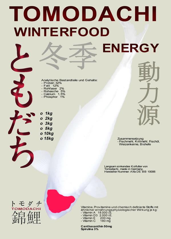 Tomodachi Winterfood Energy - Energie, Kraft und Vitalität für Koi im Winter, damit auch Ihre Koi den Winter vital und fit überstehen.
