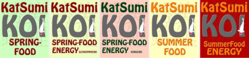 Weitere 5 Haupt - Koifuttersorten des Katsumi Koifutter Programms orientieren sich an jahreszeitlich bedingten Anforderungen an hochwertiges Koifutter. Auch diese Hauptfuttersorten für Koi jeden Alters bieten wir in 3 unterschiedlichen Pelletgrößen an.