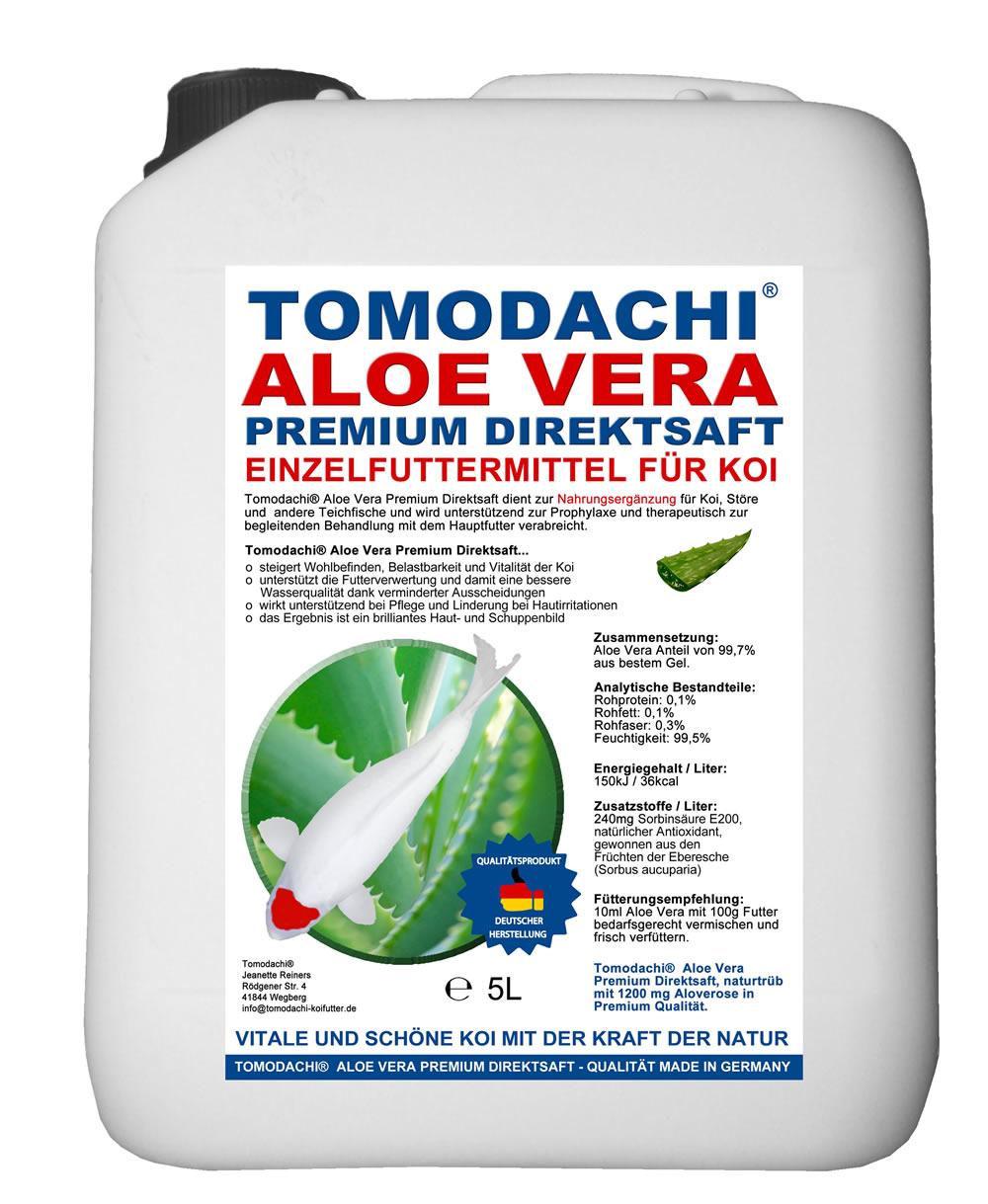 Tomodachi Aloe Vera Premium Direktsaft für Koi, ideal für die Anreicherung des Koifutters im Frühjahr und Herbst - Immunschutz und Vitalität für unsere Koi