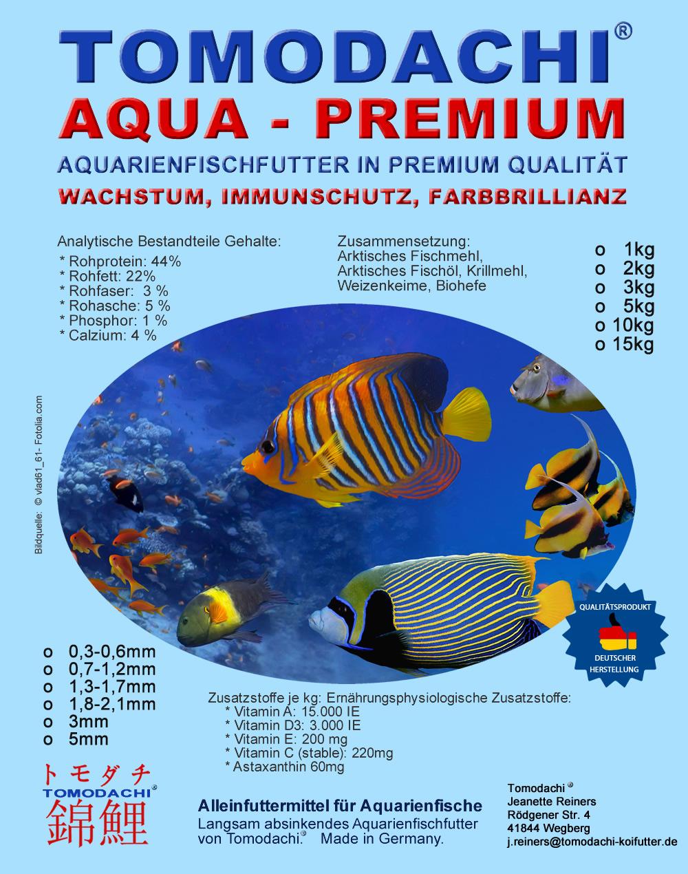 Tomodachi Aquarienfischfutter – Aqua Premium Qualitätsfutter für Zierfische, Energiefutter für alle Aquarienfische mit Astaxanthin Farbschutz und Immunschutz