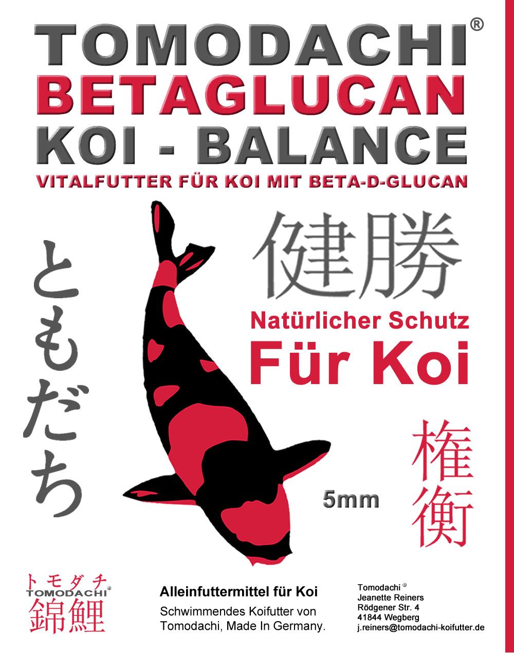 Tomodachi Betaglucan Koifutter unterstützt die körpereigene Immunabwehr unserer Koi und damit die Koigesundheit - besonders zu empfehlen im Frühjahr und im Herbst.