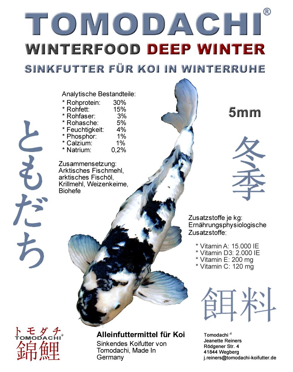 Tomodachi sinkendes Winterfutter für Koi - energiereich, hochverdaulich und hervorragend bekömmlich.