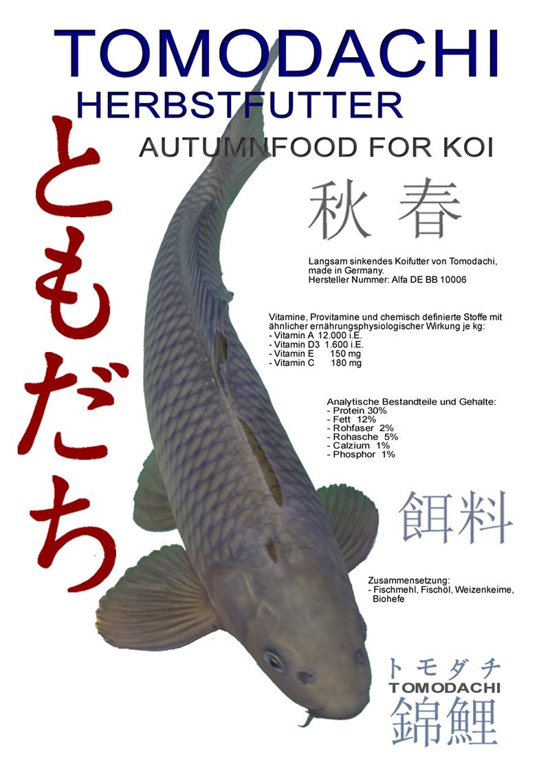 Herbstfutter für Koi von Tomodachi, langsam sinkende Koipellets für Koi jeden Alters