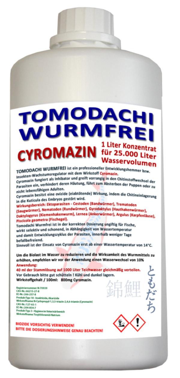 Tomodachi Wurmfrei mit dem Wirkstoff Cyromazin gegen Karpfenläuse, Hautwürmer, Kiemenwürmer aber auch Seerosenkäfer und Gelbrandkäfer in ihrem Koiteich oder Gartenteich.